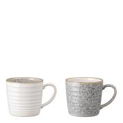 Denby - Studio Räfflad Mugg 40 cl 2-pack Grå-Vit