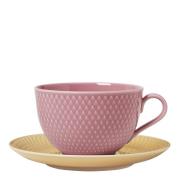 Lyngby Porcelæn - Rhombe Color Tekopp m Fat 39 cl Rosa/Sand