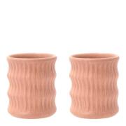 Villa Collection - Styles Mugg räfflat mönster 2-pack 30 cl Rosa