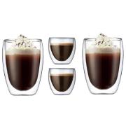 Bodum - Pavina Kaffeglas dubbelväggad 8 cl + 35 cl 4-pack Klar