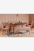 Hanah Home - Set med bord och stolar (5 delar) - Mina - Brun - Matgrup...