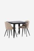 Venture Home - Matgrupp Tempe med 2st matstolar Velvet - Beige - Matgr...