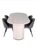 Venture Home - Matgrupp Bianca med 4 st matstolar Velvet Stitches - Vi...