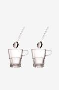 Leonardo - Kaffeset - Kaffekopp och sked x 2 - Transparent - Koppar & ...