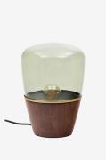 Kave Home - Silex bordslampa av valnötsfanér och grönt glas - Grön - B...