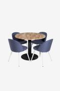 Venture Home - Matgrupp Cirebon med 4st matstolar Velvet - Svart - Mat...