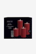 DeluxeHomeart - LED Presentask Pelarljus 4 st + fjärrkontroll - Röd - ...