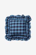 Midnatt - Kuddfodral med volang Gingham - Blå - Prydnadskuddar & kuddf...