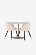 Venture Home - Lycke matbord med matstol i sammet - Beige - Matgrupper...