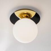 Eko-Light Taklampa Plato, guldfärgad, metall, opalglas, Ø 25 cm