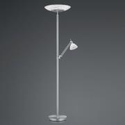 HELL LED-golvlampa Findus, 2 lampor, nickel