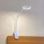 Prios LED-klämlampa Harumi, vit, uppladdningsbart batteri, USB, 51 cm ...