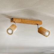 SOLLUX LIGHTING Takspotlight Cre i trä, 2 lampor