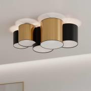 TK Lighting Taklampa Mona 5 lampor, svart/guld