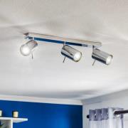 SOLLUX LIGHTING Takspotlight Round, krom, 3 lampor linjär