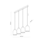 TK Lighting Glas-hänglampa Satipo, 4 lampor, transparent