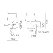 ACB ILUMINACIÓN Håll vägglampa, vänster, vit/svart, läslampa, USB-port