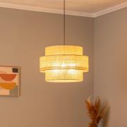 TK Lighting Calisto pendellampa, jute, naturbrun, 3-ljus, Ø 50 cm