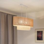 Euluna hänglampa Boho jute, naturbrun/vit, längd 80 cm