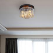 Globo Taklampa Gorley, svart/rökgrå, Ø 32 cm metall/glas