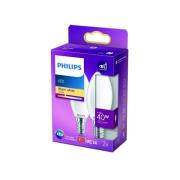 Philips LED-ljus B35 E14 4,3W 2 700 K opal 2-pack