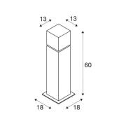 SLV Sockellampa Square Pole, höjd 60 cm, grå, stål