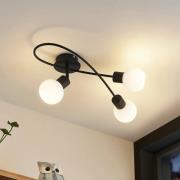 Lindby taklampa Elaina, 54 cm, 3 lampor, svart/vit, E14