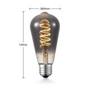 Lucande LED-lampa E27 ST64 4W 1.800K dimbar titan