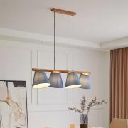 Lucande hänglampa Jinda, blå, trä, tyg, 120 cm, E27