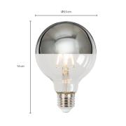 Lucande E27 3,8W toppförspeglad lampa G95, 2700K silver