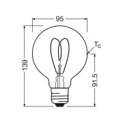 OSRAM LED Vintage G95 E27 4,9W 922 Heart Filament guld dimbar