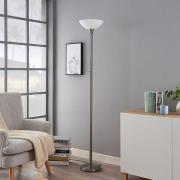 Lindby golvlampa Ignacia, nickelfärgad, glas, 180 cm, E27