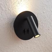 Lucande LED-vägglampa Magya, svart 2 lampor, rund