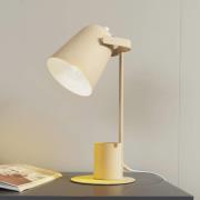 Lindby bordslampa Ilmar, beige/vit, metall, Ø 12 cm