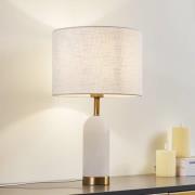 Lindby bordslampa alabaster, vit/guld, Ø 30 cm, marmor, E27