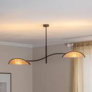 EMIBIG LIGHTING Taklampa Lotus, svart/rottinglook, 2 lampor