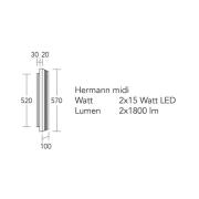 HerzBlut LED-vägglampa Hermann midi, naturlig ek, dimbar