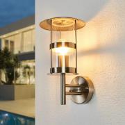 Lindby utomhusvägglampa Noemi, grå, rostfritt stål, 32cm