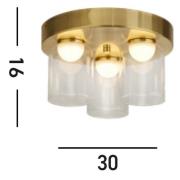 Searchlight LED-taklampa Highball, mässingsfärgad, IP44, glas