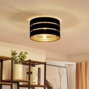 Lindby taklampa Tsomo, Ø 40 cm, svart, tyg, E27