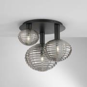 Eco-Light Ripple taklampa, svart/rökgrå, 3-ljus