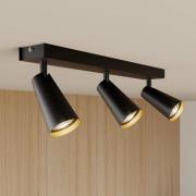 Lucande taklampa Angelina, 3 lampor, svart/guld