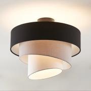 Lindby taklampa Coria, svart/grå/vit, Ø 40 cm, E27