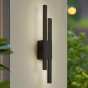 Lindby LED-utomhusvägglampa Sakari, svart, aluminium, 59 cm hög