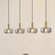 Lindby hänglampa Hildur, 4 lampor, 118 cm, rökgrå, glas