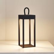 Lindby LED-uppladdningsbar bordslampa Iruna, svart, metall, 27 cm, dim...