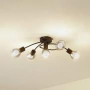 Lindby Pendura taklampa, 5 lampor, svart, glas