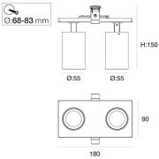 The Light Group SLC LED-inbyggnadsspot Art, 2 lampor, vit, 2 700 K, al...