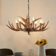 Lindby hänglampa Tejask, Ø 70 cm, 6 lampor, horn, E14