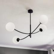 EMIBIG LIGHTING Taklampa Hunter, svart/opal, 4 lampor